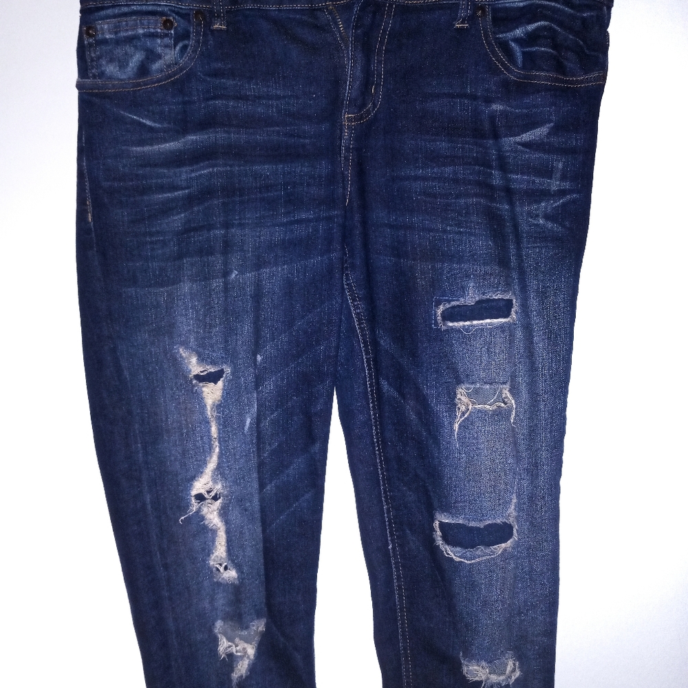 Soundgirl EUC Dark Wash Mid Rise Distressed Blue Jeans